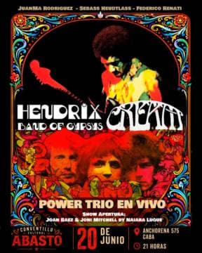 Poster de Tributo a Cream y Hendrix Band of Gypsys