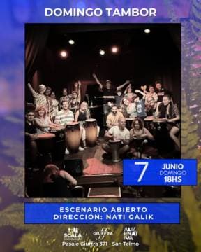 Poster de Domingo tambor + Escenario abierto